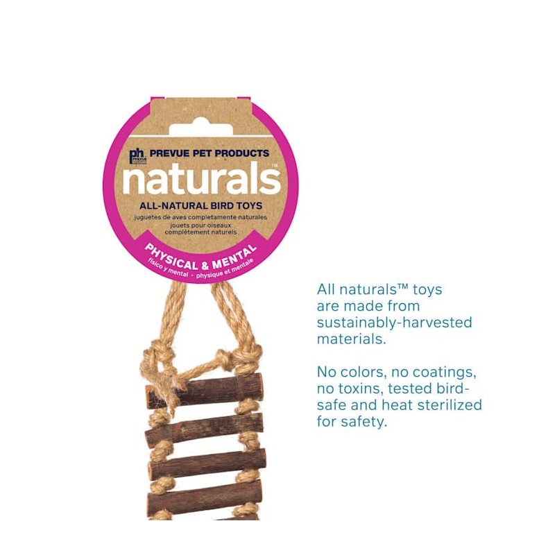 Prevue Pet Products Naturals Rope Ladder Bird Toy, Wood Stairs