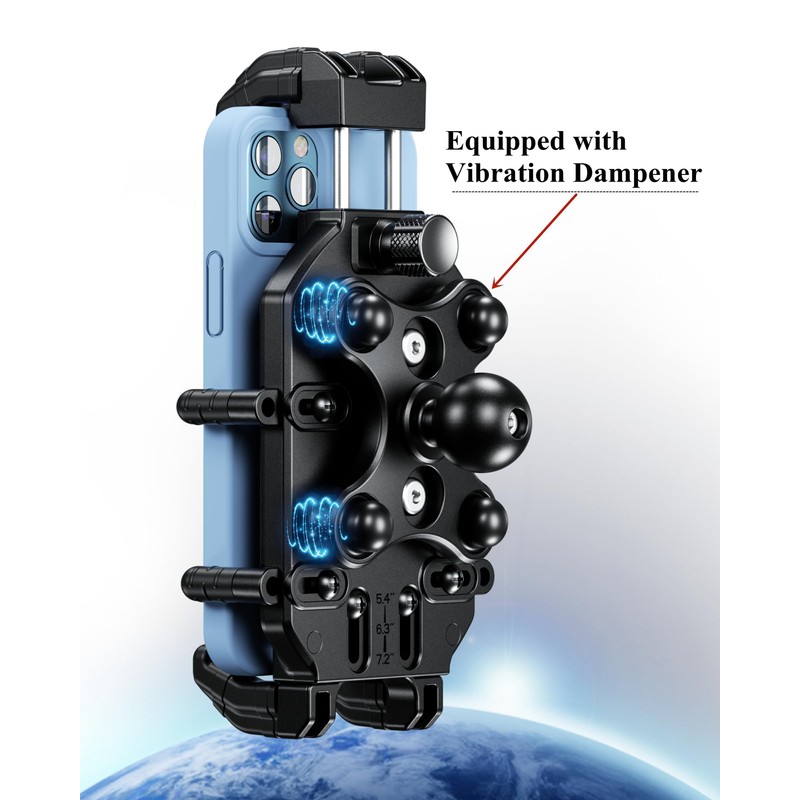 BRCOVAN Anti-Theft Motorcycle Phone Mount Holder with Vibration Dampener &