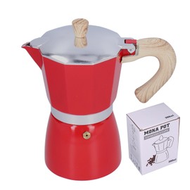 300ML Coffee Pot Moka Maker Coffee Kettle for Gas Stove Ethanol Stove Electrothermal FurnaceRed