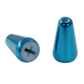 Jiozermi 2 Pcs Blue Guitar 5 Ways Switch Tips，Pickup Selector Switch Caps Metal Switch Knobs for USA Fender Strat Tele