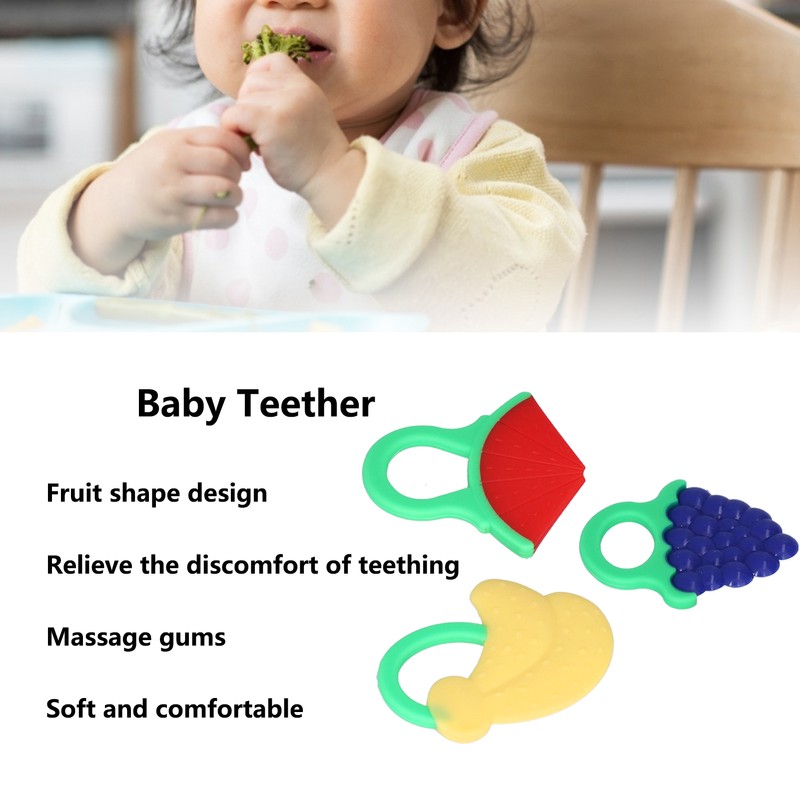 3Pcs Baby Teething Toys Lovely Fruit Shape Teeth Discomfort Relief