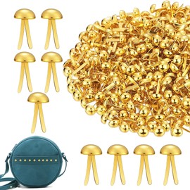 600Pcs Paper Fasteners Brads 15x8mm Gold Split Pins Glossy Craft Portable Compact Butterfly Pins for DIY Crafting Scrapbooking Card Making Photo Albums Ribbon Work Easy to Use