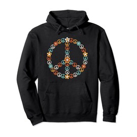 Peace Sign Hippie Theme Party 60s 70s Outfit Men Women Kids Pullover Hoodie