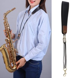 Neck Strap Saxophone Strap Clarinet Padded Neck Strap with Swivel Hook ID Cover ID Cover Black