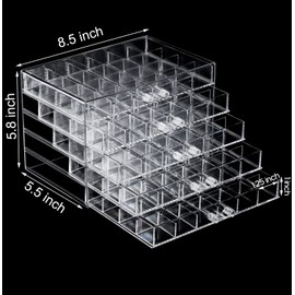 yarlung Acrylic Jewelry Storage Box Earring Holder with 5 Drawers, 120 Grids Jewelry Organizer Tray Clear Ring Display Case for Beads, Nail Tips, Women Girls, Birthday Gift