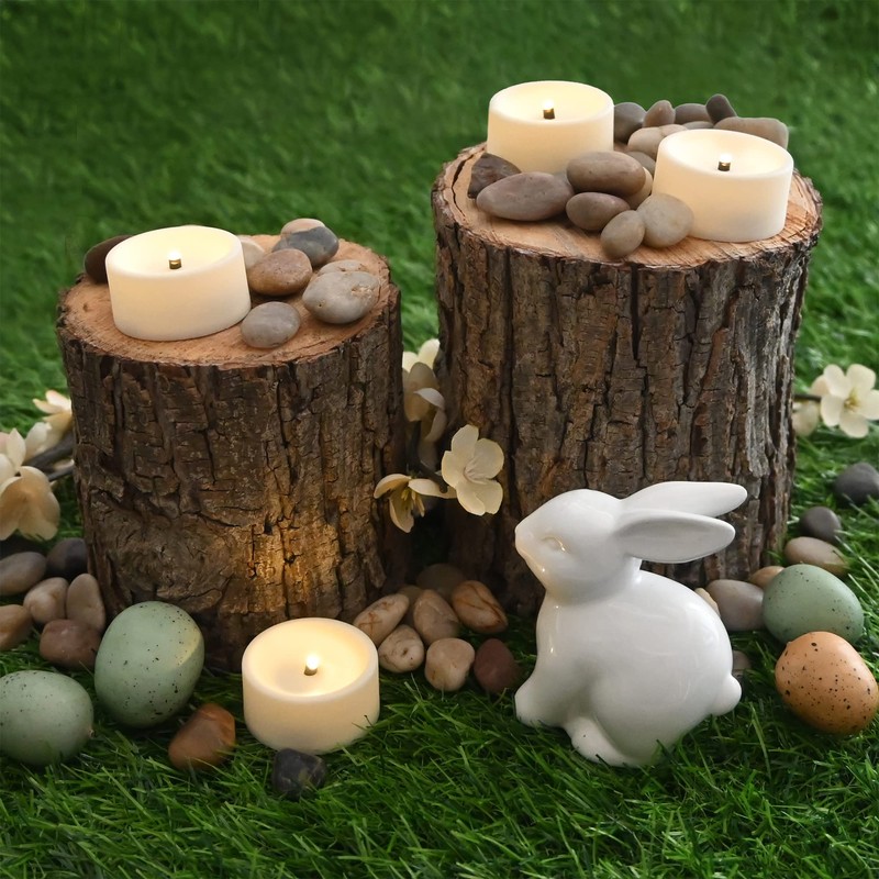 MARTHA STEWART Flameless LED, Tealight Candles,Plastic, Ivory with Batteries, 12