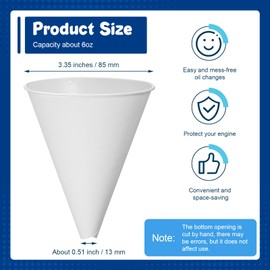 SiliFine 25 Pcs Paper Funnels for Motor Oil 6 oz Disposable Engine Oil Funnel for Gas Car Change Cone Fluid Automotive Use Dispensers or Kitchen Filling Bottle