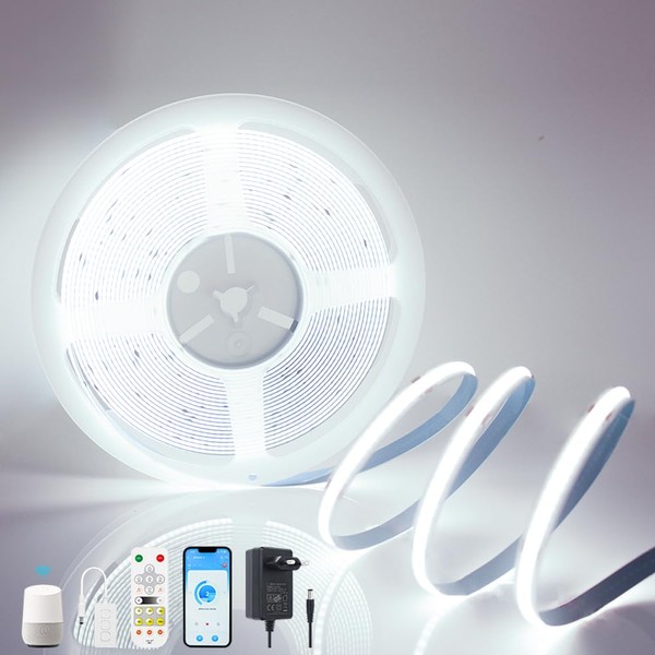 Yamlten 12 V COB LED Strip, 6000 K, Cool White,