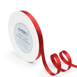 3/8 inch x 50 Yards Double Faced Polyester Red Satin Ribbon, Perfect for Gift Wrapping Very Suitable for Weddings Party Hair Bow Invitation Decorations and More