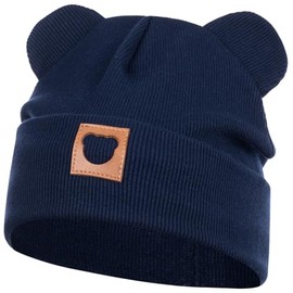 Smarilla Hat Transition Hat Boys Girls Autumn Hat Spring Hat Beanie Ears Ribbed, darkblue