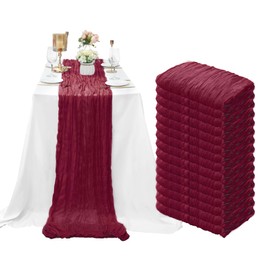 15 Pack Cheesecloth Table Runner 10Ft Gauze Cheese Cloth 35x120 Inch Boho Table Runner Holiday Table Runner Table Cover for Wedding Birthday Party Bridal Shower Reception Boho Table Décor (Burgundy)