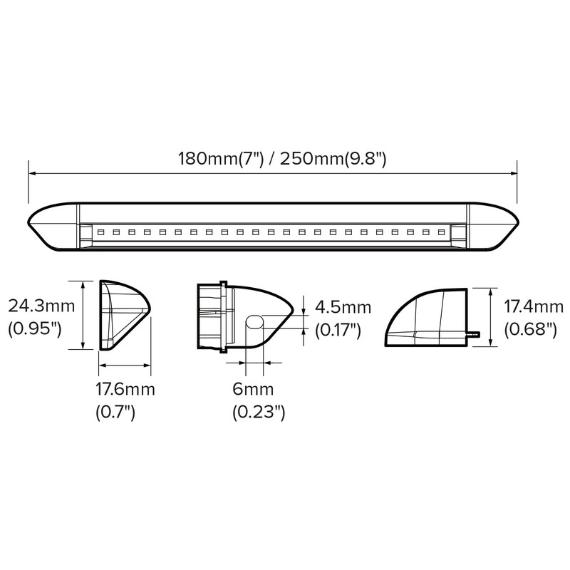 Dream Lighting Caravan Awning Exterior LED Light Black 12v Campervan
