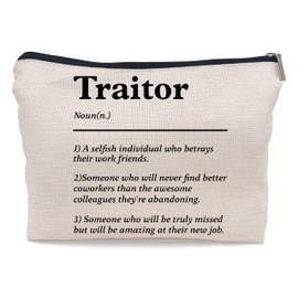 Ayxvt Funny Coworker Leaving Gifts for Women,Farewell Going Away Goodbye Gifts for Coworkers Colleagues Boss Women,Traitor Definition Small Makeup Bag