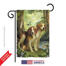 Breeze Decor G160068-BO Beagles and Duck Nature Pets Decorative Vertical, Garden Flag 13"x 18.5", Multi-Color