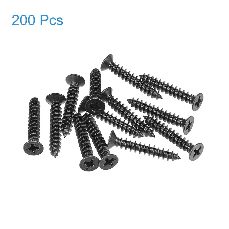 sourcing map M4 x 25mm Wood Screws Phillips Flat Head