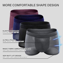 Breathable Boxhero Bamboo Boxers Mens Bamboo Fibre Boxer Shorts Cooling Boxer Briefs (L, 4 Color)