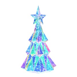 ASAMASA Christmas Tree is Made of Unique PET and Rainbow Film Materials, Featuring Magical 3D Prisms and Colorful Refraction Effects. Ideal Decoration for Christmas, Thanksgiving, and Other Holidays