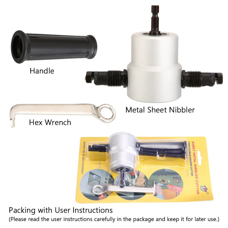 Double Head Metal Sheet Nibbler Electric Drill Attachment Metal Cutter