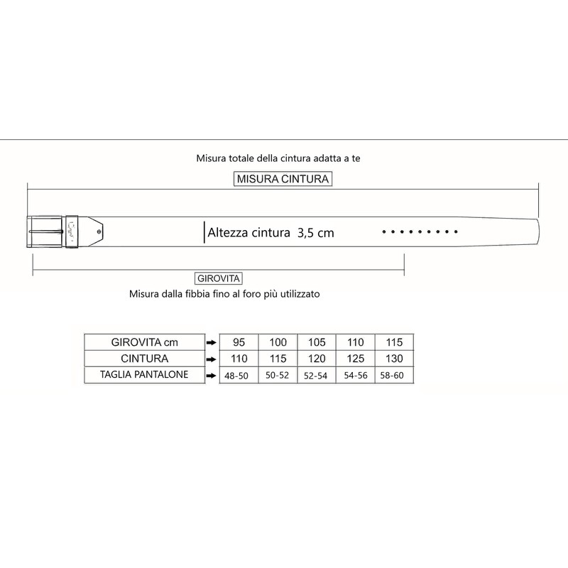 Conte Massimo Men's Genuine Leather Belt with Stitching, black