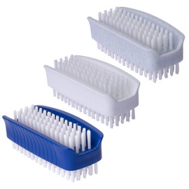 Nail Brush Set of 3 - Hand Brush, Hand Wash Brush, Nail Brushes Double-Sided - The Ideal Wash Brush for Fingernails, Hands and Feet - Hand Brushes Made in Germany (Blue/White/Light Grey)