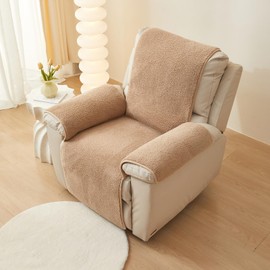 vctops Sherpa Fleece Recliner Chair Cover Super Soft Warm Plush Sofa Slipcover Furniture Protector Non Slip Washable Reclining Chair Cover for Kids, Pets (Camel,30"x91")