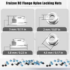 12Pcs M2 Flange Lock Nuts Metric Nylon Inserted Hex Self-Lock Non-Slip Aluminium Self Clinching Nuts for 1/24 RC Car Axial SCX24 Furniture DIY Industrial Construction Fasteners