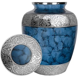 Eternal Memory Cremation Urn for Ashes, Blue Moonstone Urn Large/Adult, Funeral Burial Urns with Velvet Bag for Human Ashes