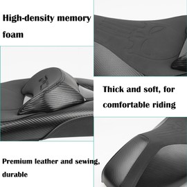 TECTEK Motorcycle Integrated Sponge Seat Pad Cushion Compatible with PCX125 PCX150 PCX160 Accessories Driver Passenger Whole Seat Comfortable Lower Height Pressure Relief