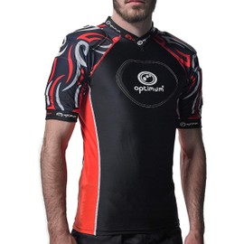 Optimum Unisex Senior Razor Protective Top - EVA Padding Protection, Rugby Approved Lightweight and Breathable Protective Top - Black/Red (XX-Large)