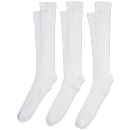 Jefferies Socks Big Girls' School Uniform Acrylic Cable Knee High (Pack of 3), White, Medium
