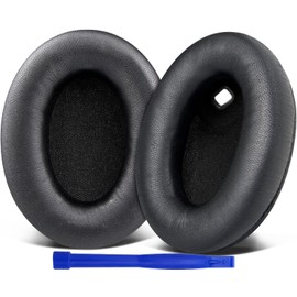 SOULWIT Replacement Earpads for Sony WH-1000XM4 (WH1000XM4) Headphones, Ear Pads Cushions with Noise Isolation Foam, Added Thickness, Without Affecting Sensor-Brilliant Black