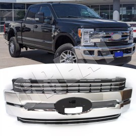 Bewild For 2017-2019 Ford F-250 F-350 Super Duty Front Bumper Grille Chrome HC3Z8200CC