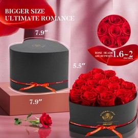 Impouo 16-Piece Preserved Rose Birthday Gifts for Women, Eternal Rose Preserved Flowers for Delivery Prime Mothers' Day, Valentine's Day, Christmas, Birthday - Red Roses