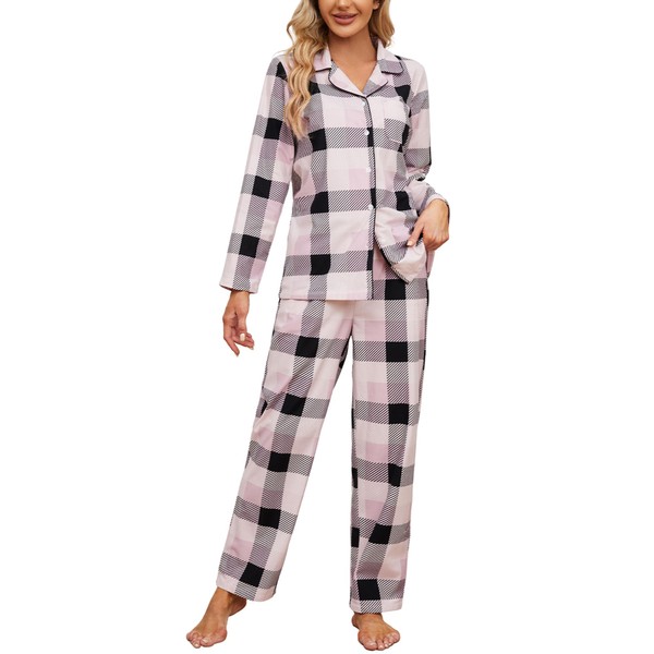 HEARTNICE Women Soft Pajama Set, Long Warm Flannel Pajamas Lightweight