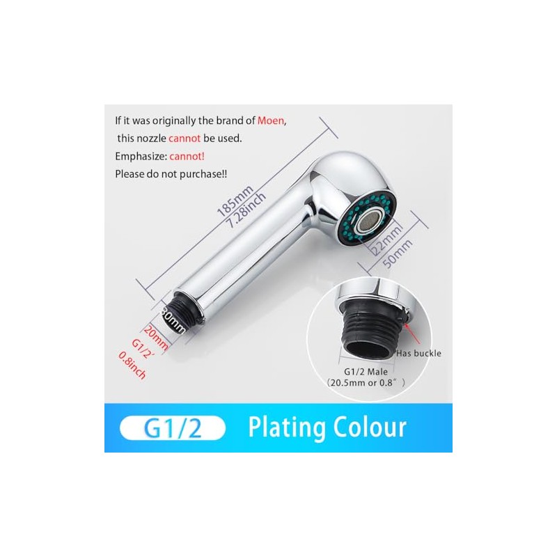 Kitchen Sink Pull Down Faucet Head Replacement 2-Functions Pull Out