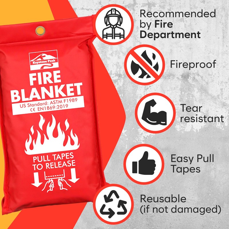 Keystone Peak KP Emergency Fire Blanket - 4 Pack 40”