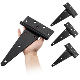 HOME MASTER HARDWARE 10 Inch Heavy Duty Gate Hinges for Wooden Fences, Shed Doors, Outdoor Barns - Black, 4 Pack with Screws
