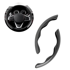 DREAMIZER Car Steering Wheel Cover Universal 38 cm 15 Inch Carbon Fibre Non-Slip Steering Wheel Cover Segmented Steering Wheel Booster Cover for Most Cars, SUVs, Trucks, Pack of 2