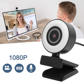 HD Webcam 1080P Computer Web Camera with Light and Built-in Microphone for Video Chat Video Conference Streaming