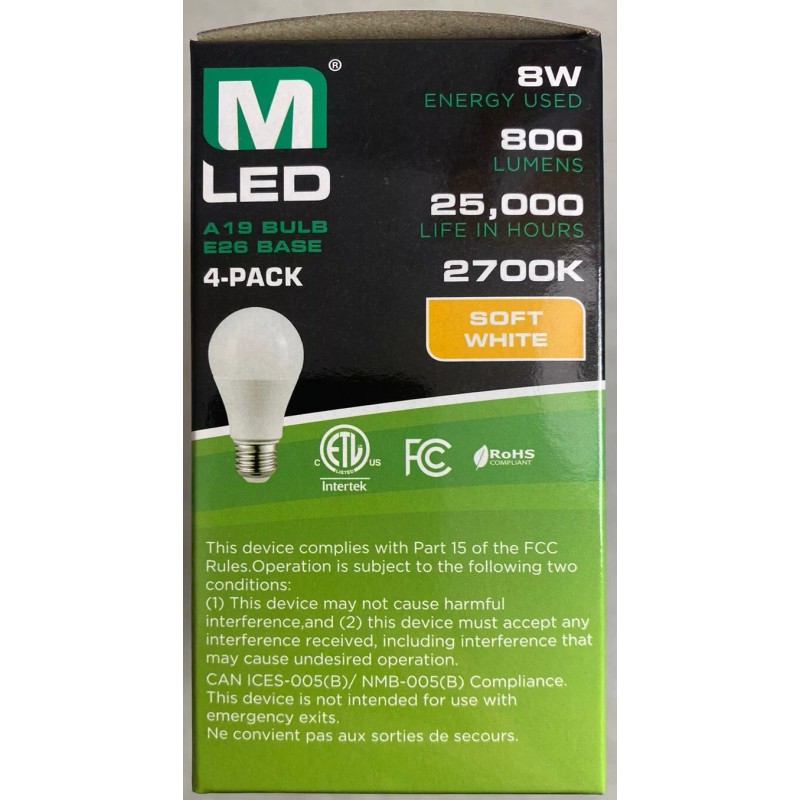 MaxLite 4-Pack Maxlite Dimmable LED 8W Soft White Light Bulb