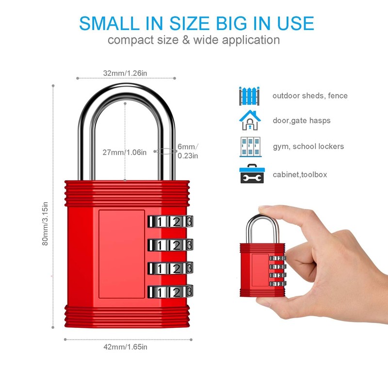 ZHEGE Locker Padlocks, Combination Padlock for Gym, Outdoor Padlocks with