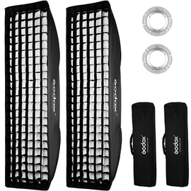 Godox Softbox Bowens Mount 2PCS 30x120cm /12"x47", Strip Honeycomb Grid Softbox, Detachable Soft Box, for Portrait Photgraphy Photo Studio Flash Monolight Continuous Lighting