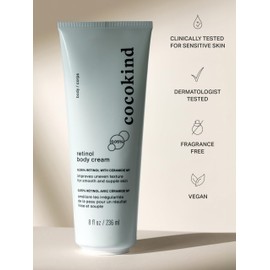 Cocokind Retinol Body Cream, Youthful Body Skin Treatment, All Skin Types including Sensitive Skin, Fragrance Free, Cruelty Free, Vegan, 8 fl oz