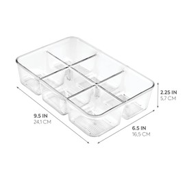 iDesign Linus Plastic Divided Packet Organizer, Holder for Condiments, Sugar, Salt, Pepper, Sweeteners, Tea Bags, Spices