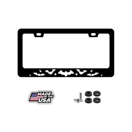 BLVD Bat Gothic Style Black Stainless Steel License Plate Frame Including Hardware