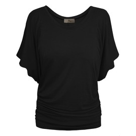Hybrid & Company Womens Boat Neck Dolman Top Shirt KT44130 BLACK Medium