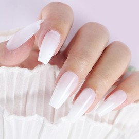 Beautilux Medium Press On Nails Coffin 280Pcs Ombre White, 14 Sizes Acrylic Nails Press On Artificial Nails for Women(OJP280-CM-01)