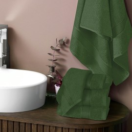 Belizzi Home Ultra Soft 6 Pack Cotton Towel Set, Contains 2 Bath Towels 28x55 inch, 2 Hand Towels 16x24 inch & 2 Wash Coths 12x12 inch, Ideal Everyday use, Compact & Lightweight - Olive Green