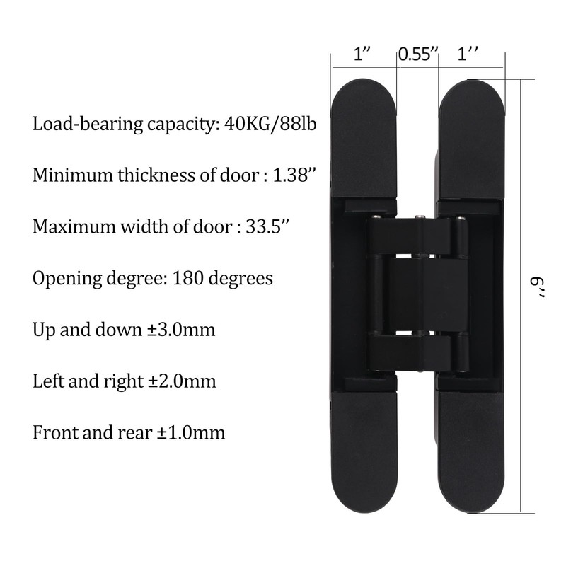 Mengshi 6" Hidden Door Hinges for Secret Door Heavy Duty