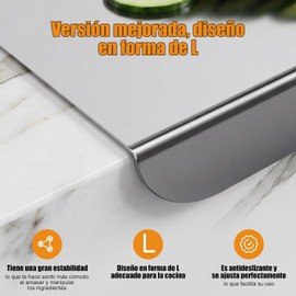Tabla de Acero Inoxidable de Cocina,Esteras de Tabla de Cortar para Amasar, Tablas de cortar de acero inoxidable con labio para cocina, Apto para Carne, fruta, verduras y pan(40 x 30CM)